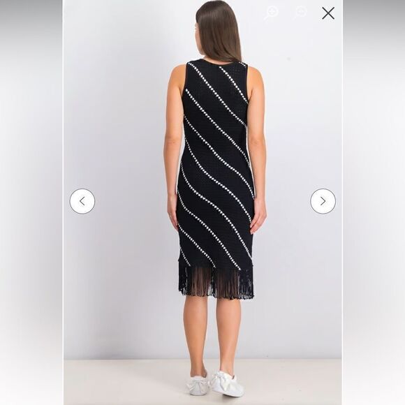 International Concepts MIDI Striped Crochet Fringe Dress Size Médium - Picture 2 of 7
